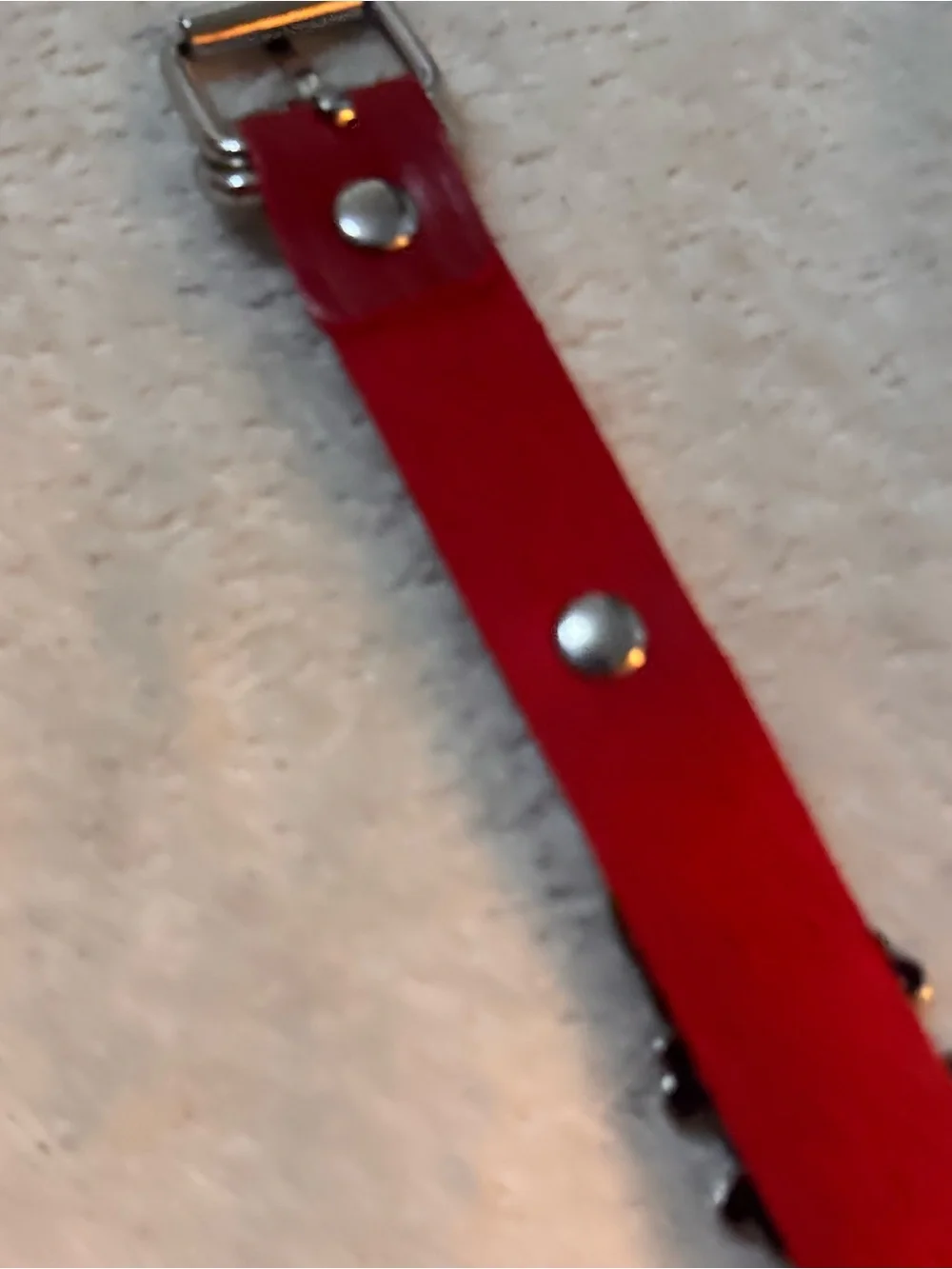 Harley-Davidson Red Leather Skull Belt Bracelet with Metal Emblem